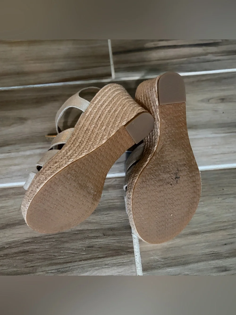 MICHAEL Michael Kors | Gold Linen Espadrille Wedge Sandals | 6.5